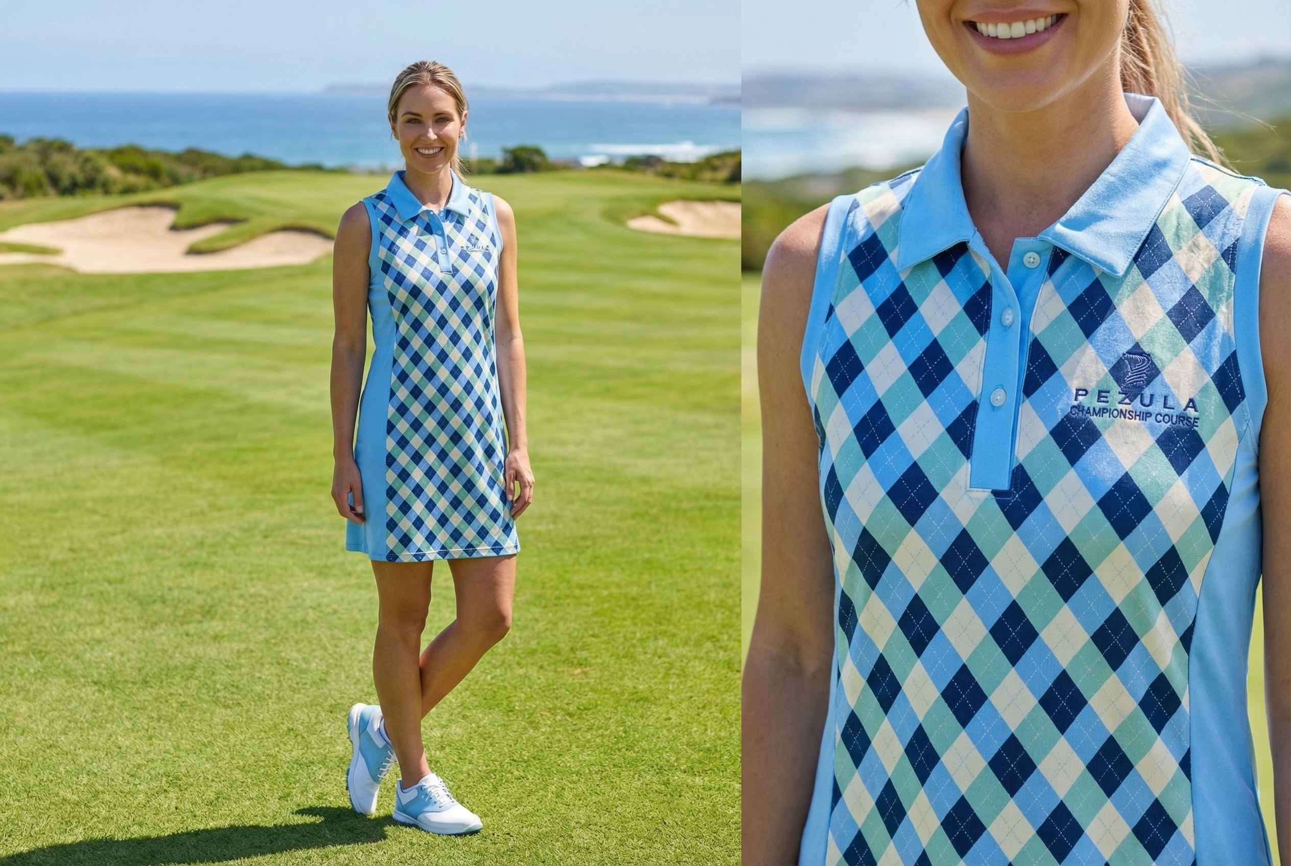 Cutter & Buck Pezula Golf Dress Argyle Blue